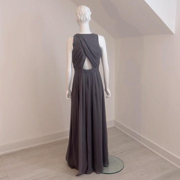 Sample Lela Rose size 10 Charcoal Gray Crinkle Chiffon NWT - Picture 5 of 8